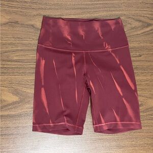 Lululemon Wunder Train High-Rise Short 8" in the Sun Bleached Wash Red Merlot